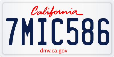 CA license plate 7MIC586