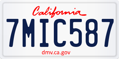 CA license plate 7MIC587