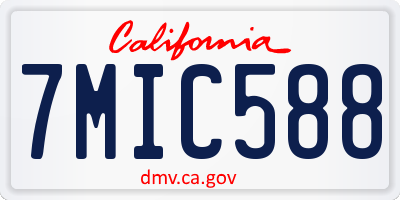 CA license plate 7MIC588