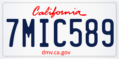 CA license plate 7MIC589