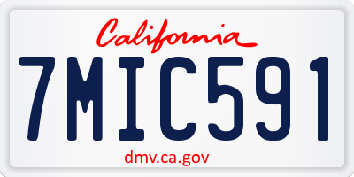 CA license plate 7MIC591