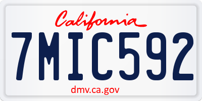 CA license plate 7MIC592