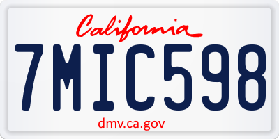 CA license plate 7MIC598