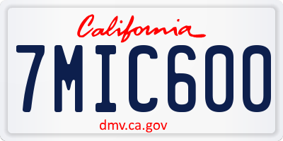 CA license plate 7MIC600