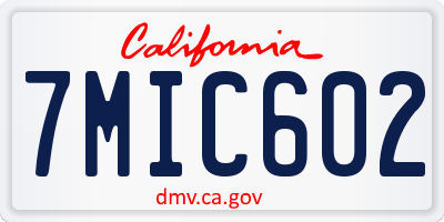 CA license plate 7MIC602
