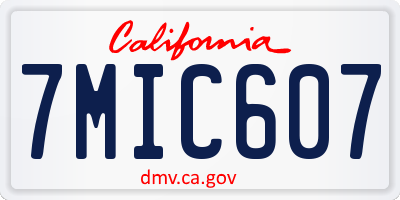 CA license plate 7MIC607