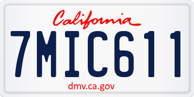 CA license plate 7MIC611