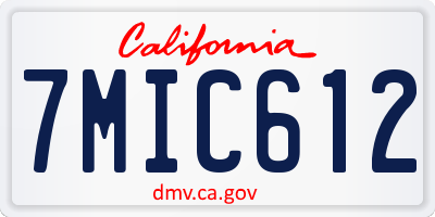 CA license plate 7MIC612
