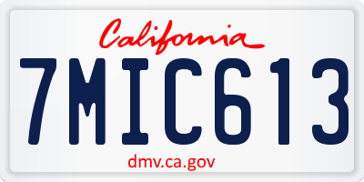 CA license plate 7MIC613