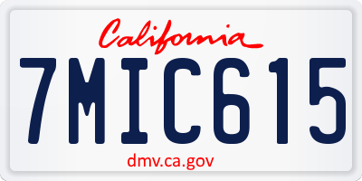 CA license plate 7MIC615