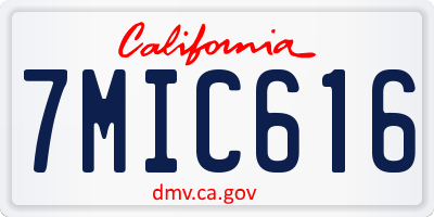 CA license plate 7MIC616