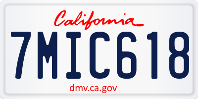 CA license plate 7MIC618
