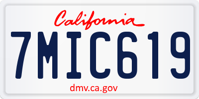 CA license plate 7MIC619
