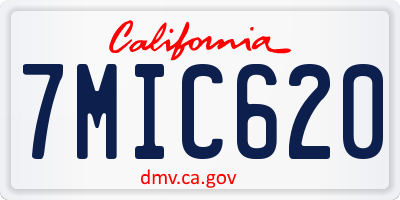 CA license plate 7MIC620