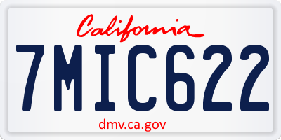 CA license plate 7MIC622