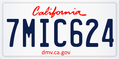 CA license plate 7MIC624