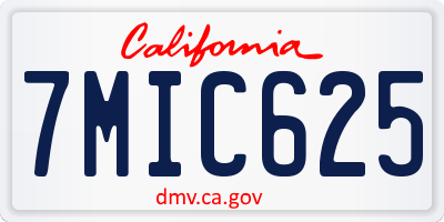 CA license plate 7MIC625