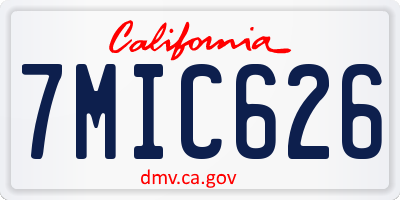 CA license plate 7MIC626