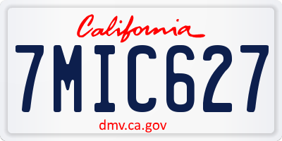 CA license plate 7MIC627