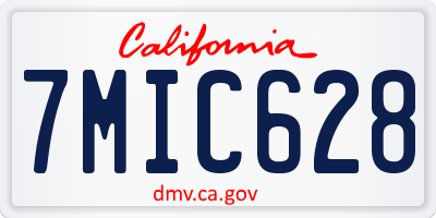 CA license plate 7MIC628