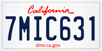 CA license plate 7MIC631