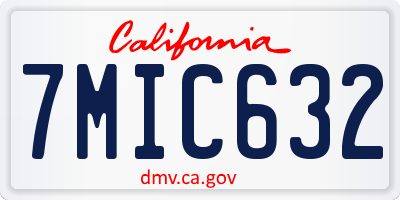 CA license plate 7MIC632