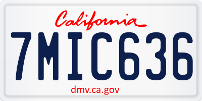 CA license plate 7MIC636