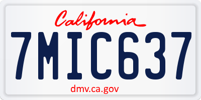 CA license plate 7MIC637