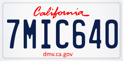 CA license plate 7MIC640