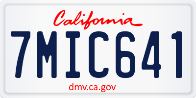 CA license plate 7MIC641