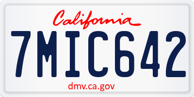 CA license plate 7MIC642