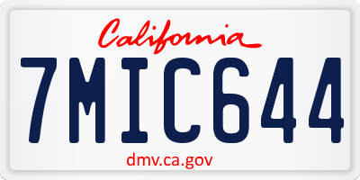 CA license plate 7MIC644