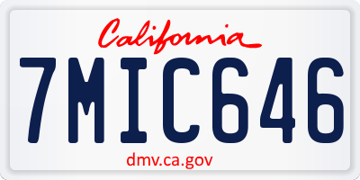 CA license plate 7MIC646