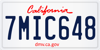 CA license plate 7MIC648
