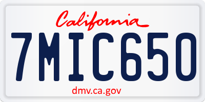 CA license plate 7MIC650