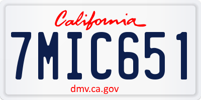 CA license plate 7MIC651