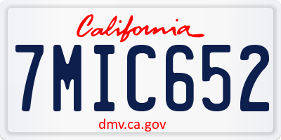 CA license plate 7MIC652