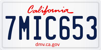 CA license plate 7MIC653
