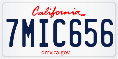 CA license plate 7MIC656