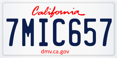 CA license plate 7MIC657