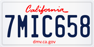 CA license plate 7MIC658