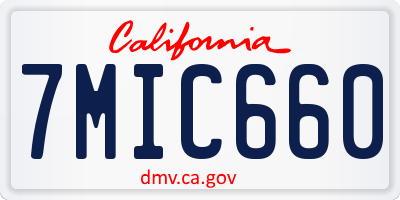 CA license plate 7MIC660