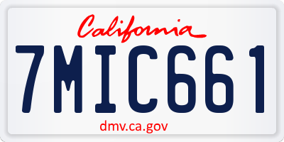 CA license plate 7MIC661