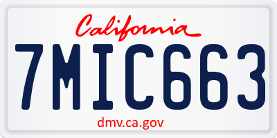 CA license plate 7MIC663