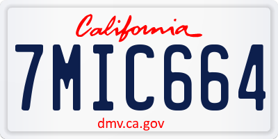CA license plate 7MIC664