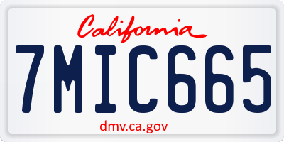 CA license plate 7MIC665