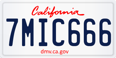 CA license plate 7MIC666