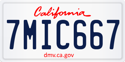 CA license plate 7MIC667