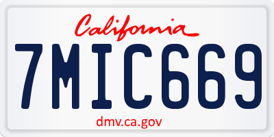 CA license plate 7MIC669