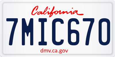CA license plate 7MIC670